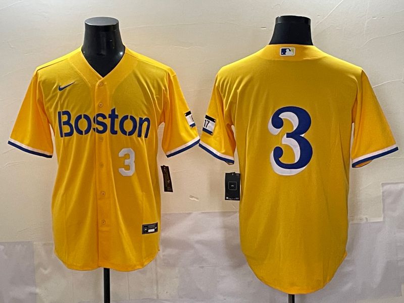 Men 2025 Boston Red Sox #3 No Name Yellow City Edition Nike MLB Jersey style 2->boston red sox->MLB Jersey